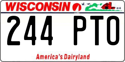 WI license plate 244PTO