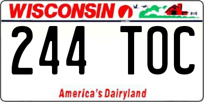 WI license plate 244TOC
