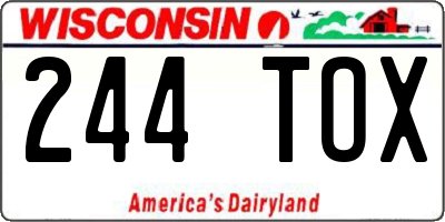 WI license plate 244TOX