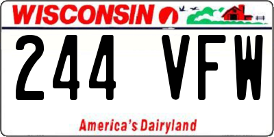 WI license plate 244VFW