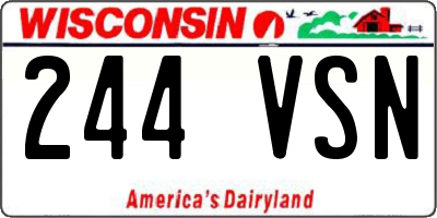 WI license plate 244VSN