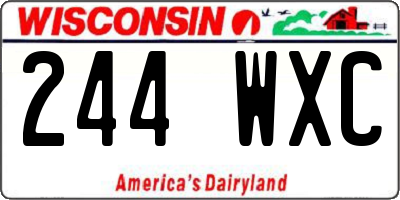 WI license plate 244WXC