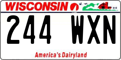 WI license plate 244WXN