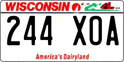 WI license plate 244XOA