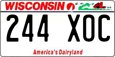 WI license plate 244XOC