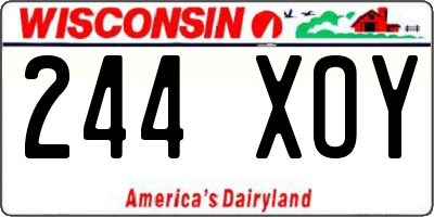 WI license plate 244XOY