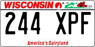 WI license plate 244XPF