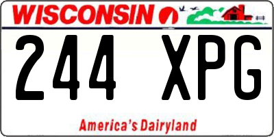 WI license plate 244XPG