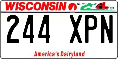 WI license plate 244XPN