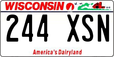 WI license plate 244XSN