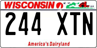 WI license plate 244XTN
