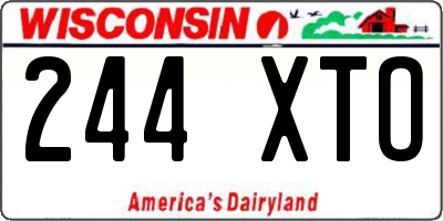 WI license plate 244XTO