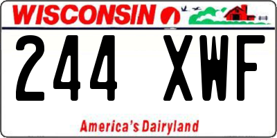 WI license plate 244XWF
