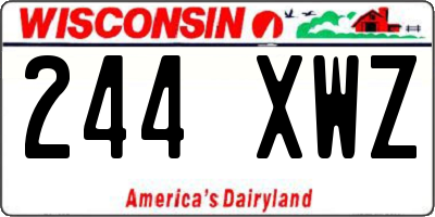 WI license plate 244XWZ