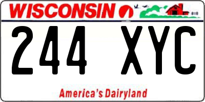 WI license plate 244XYC