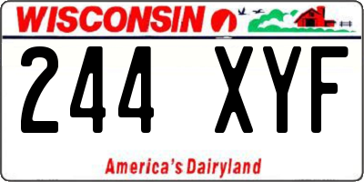 WI license plate 244XYF
