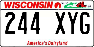 WI license plate 244XYG