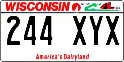 WI license plate 244XYX