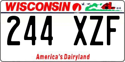 WI license plate 244XZF