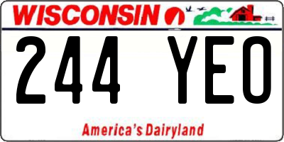 WI license plate 244YEO