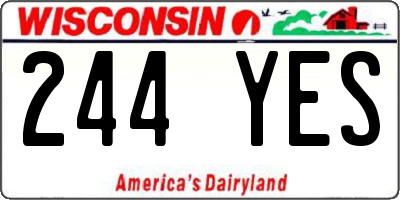 WI license plate 244YES