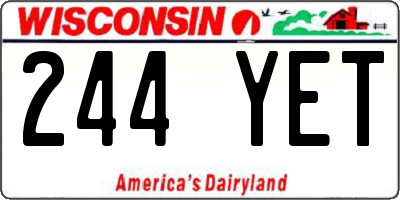 WI license plate 244YET