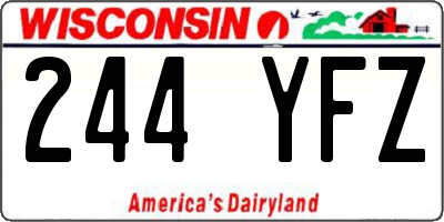 WI license plate 244YFZ