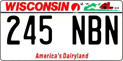 WI license plate 245NBN