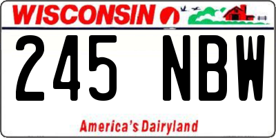 WI license plate 245NBW