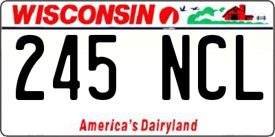 WI license plate 245NCL