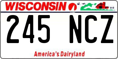 WI license plate 245NCZ