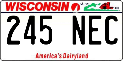 WI license plate 245NEC