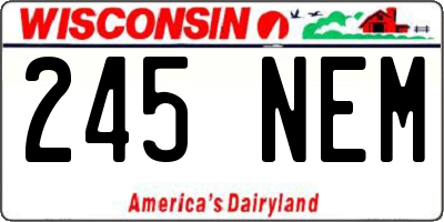 WI license plate 245NEM