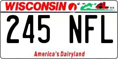 WI license plate 245NFL