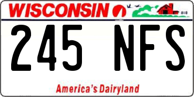 WI license plate 245NFS