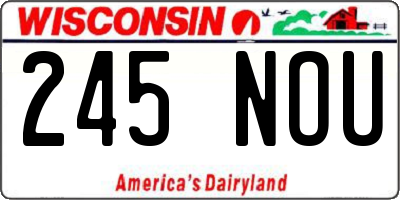 WI license plate 245NOU