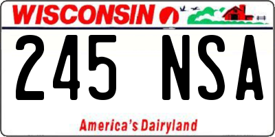 WI license plate 245NSA
