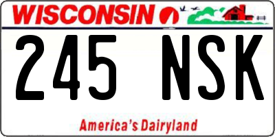 WI license plate 245NSK