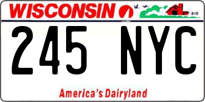 WI license plate 245NYC