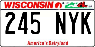 WI license plate 245NYK