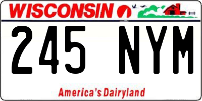 WI license plate 245NYM