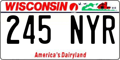 WI license plate 245NYR
