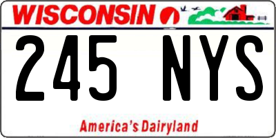 WI license plate 245NYS