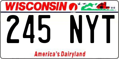 WI license plate 245NYT