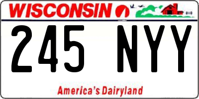 WI license plate 245NYY