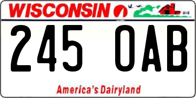 WI license plate 245OAB