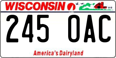 WI license plate 245OAC