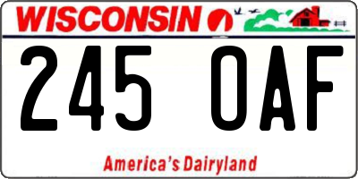 WI license plate 245OAF