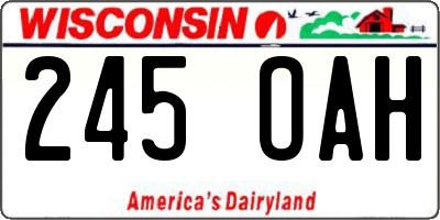 WI license plate 245OAH