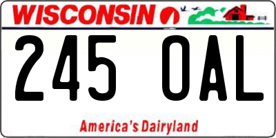 WI license plate 245OAL